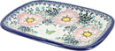 Blue Rose Polish Pottery Apple Blossom Small Rectangular Serving Platter by CozyNest Decor
