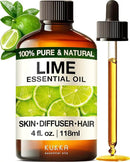 Kukka Lime Essential Oil for Skin - 4 Fl Oz - 100% Pure Natural Lime Oil for Diffuser, Hair, Candles & Soap Making Scent DIY by CozyNest Decor