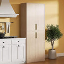 71" Tall Pantry Cabinet with 4 Doors, Kitchen Pantry Storage Cabinet, Freestanding Larder Cupboard, Utility Kitchen Hutch with Gold Handles for Dining Room, Bathroom, Oak by CozyNest Decor