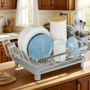 MOUKABAL Dish Drying Rack - Stainless Steel Dish Rack, Dish Racks for Kitchen Counter, Drying Rack Kitchen with Removable Utensil Holder, Drainboard and Glass Organizer (Grey) by CozyNest Decor