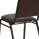 EMMA + OLIVER Trapezoidal Back Vinyl Stackable Banquet Chair, Multipurpose Stacking Chair with Padded Seat and Back, Brown/Copper by GreenHaven Gardens
