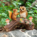 Solar Owl Garden Statues Outdoor Decor Resin Owl Squirrel Figurine with Mushroom Lights for Patio Lawn Yard Decorations Christmas Housewarming Gardening Gifts for Women Mom by GreenHaven Gardens