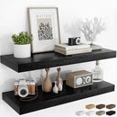 RICHFOCUS 36Inch Floating Shelves for Wall 2 Pack Shelves for Bedroom|Kitchen|Bathroom Wall Mounted Rustic Wood Floating Shelf with Invisible Brackets for Books|Storage|Decor, Black by CozyNest Decor