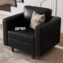 Faux Leather Oversized Accent Chair with Storage Deep Seat Single Sofa Large Reading Armchair for Living Room Bedroom Office Black by CozyNest Decor