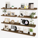 Axeman Picture Ledge Shelf, Floating Shelves for Wall Decor Storage Set of 6, 48 inch Floating Wall Mounted Shelves, Wall Shelves with Lip for Living Room, Bedroom, Nursery, Bathroom, Kitchen, Walnut by TinyTreasures Baby Boutique