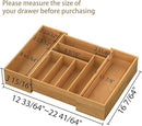 BAMEOS 3.9inch Tall Bamboo Drawer Organizer, Expandable Utensil Holder with 8 Compartments, Adjustable Kitchen Drawer Divider for Flatware, Silverware and Gadgets, Deep Storage for Home and Office