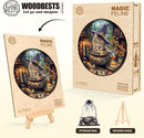 KAAYEE Wooden Puzzles for Adults, 3D Visual Effect Magic Feline Cat Wooden Jigsaw Puzzle Unique Shape Wood Puzzle Adult, 3D Effect Flat Puzzle Birthday Family Game (S-8.5 * 8.5 in-100pcs) by TinyTreasures Baby Boutique