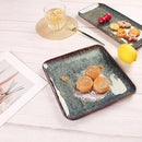 Ceramic Dinner Plates Dish Set, Set of 4, Microwave Oven and Dishwasher Safe, Scratch Resistant, Dinnerware Kitchen Porcelain Serving Dishes 9 inch Square plate by CozyNest Decor