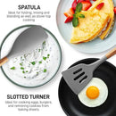 Zulay Kitchen Utensils Set Non-Stick Silicone Cooking Utensils Set with Authentic Acacia Wood Handles - 5 Piece Silicone Utensil Set - Kitchen Utensils Set with 464°F Heat Resistance - Gray by CozyNest Decor