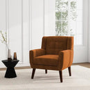 UIXE Accent Chair, Velvet Upholstered Armchair for Living Room, Modern Club Arm Chairs Comfy Single Sofa Button Tufted Bedroom Reading Seat - Orange, Set of 1 by CozyNest Decor