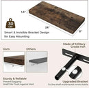 RICHFOCUS 24Inch Floating Shelves for Wall 2 Pack Shelves for Bedroom|Kitchen|Bathroom Wall Mounted Rustic Wood Floating Shelf with Invisible Brackets for Books|Storage|Decor, Rustic Brown by CozyNest Decor