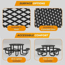 Metal Picnic Tables for Kids for Outdoors with Umbrella Hole - Coated Steel Heavy Duty Commercial Grade Table with Adjustable Seats (Black, 38 in, Kids, Expanded Steel) by GreenHaven Gardens
