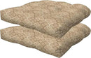 Honeycomb Outdoor Essentials Set of 2 Tufted Seat Pads, 19 x 18, Courtyard Geo Almond Dining Chair Cushions for Patio Furniture by GreenHaven Gardens