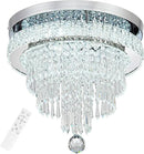 16“ Crystal Chandeliers Round Modern LED Chandelier Light Flush Mount Ceiling Light Fixtures with Remote Control for Bedroom Living Room Dining Room (dimmable) by CozyNest Decor