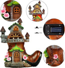 FORUP 10 Inch Fairy House Garden Statues with Boots, Fairy Garden Decor House Kit, Solar Powered Lights Garden Figurine for Outdoor Patio Lawn Yard Garden Decorations by GreenHaven Gardens