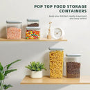Pop Up Lid Food Storage Containers, Clear Storage Containers for Pantry Airtight Kitchen Containers Storage Set - 5 Pack for Cereal, Flour and Sugar, 3.5Qt, 2.9Qt, 2.1Qt, 1.3Qt, 0.6Qt by CozyNest Decor