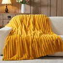 NEWCOSPLAY Faux Fur Twin Blanket Mustard Yellow 3D Ribbed Plush Thick Warm Blanket for Couch Sofa Bed 850GSM (Mustard Yellow Ribbed, Twin(60"x80")) by CozyNest Decor