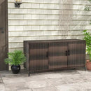 RELAX4LIFE 84-Gallon Outdoor Storage Box - Wicker Rattan 3-Door Patio Storage Cabinet Container w/Removable Shelves for Cushions, Garden Tools, Pool & Sports Equipment, Indoor Outdoor Deck Box (Brown) by CozyNest Decor