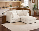 Oversized Modular Sofa, Extra Deep Cloud Corduroy Sectional Couch with Ottoman Chaise, Fluffy Chenille Loveseat L Sofa for Living Room, Villa (Loveseat+Ottoman, Corduroy White) by CozyNest Decor