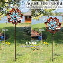 Garden Wind Spinner,Flower Wind Spinner,Outdoor Metal Wind Sculpture & Spinner Large 23 inch Dia 84 inch Height Kinetic Windmill for Garden Yard by CozyNest Decor