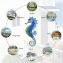 LIFFY Large Metal and Glass Seahorse Wall Decor, Sea Life Decor, Metal Fish Wall Decor, Ocean Beach Theme Wall Art for Bathroom Home Pool Gift Idea by GreenHaven Gardens