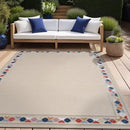 Beverly Rug Outdoor Rug 9x12 Modern Bordered Large Area Rugs for Indoor and Outdoor Patio Easy to Clean Non Shedding Living Room Porch Garden Washable Outside Carpet (9 x 12 Beige) by CozyNest Decor