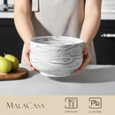 MALACASA Large Serving Bowls, 60 OZ (8'') Salad Bowls Set of 2, Ceramic Mixing Bowls for Kitchen, Serving Bowl for Soup, Pasta, Side Dishes and Entertaining, Marble Grey, Series REGULAR by CozyNest Decor