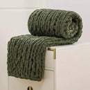WESHIONGOO Chunky Knit Blanket Throw 40"×40" Knitted Throw Blankets for Couch Bed Fluffy Soft Blanket with Jumbo Chenille Yarn Thick 100% Handmade (Olive Green) by CozyNest Decor