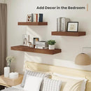 Heimlove 12" Deep Floating Shelves, 36 x 12 Inch Wall Mounted Long Floating Shelf with Invisible Brackets, for Home Decor, Bedroom, Kitchen, Living Room, Bathroom - 2 Pack, Walnut by CozyNest Decor