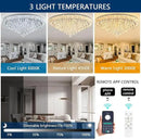 53.7'' Modern Chandeliers LED Dimmable Crystal Flush Mount Ceiling Chandeliers for Living Room High Ceiling Entrance Foyer Lobby Bedroom Silver by CozyNest Decor
