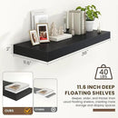 Deep Floating Shelves for Wall | 36 Inch Wide x 12 Inch Deep Black Floating Shelves | 36W x 12D Rustic Wood Wide Wall Shelves | Bookshelf Laundry Shelf TV Shelf by CozyNest Decor
