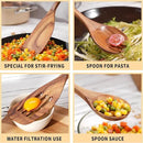 Wooden Cooking Utensils Set, 9 PCS Teak Wood Spoons, Spatula, Slotted Spoon, Handmade Modern Kitchen Utensils by CozyNest Decor