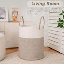 Large Woven Laundry Basket Hamper,80L Cotton Rope Storage Bin for Blankets,Toys and Clothes,Decorative Tall Nursery Hamper for Living Room,Baby Nursery,Bathroom and Bedroom,Brown by CozyNest Decor
