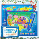 Bilingual Interactive for Kids Talking USA Map World Map for Kids Learning, Geography Toys Games Educational Electronic Map Personalized Gift/Toys for 4 5 6 7 8 9 10 Year Old Girls/Boys by TinyTreasures Baby Boutique