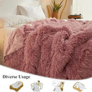 XeGe Plush Faux Fur Throw, Dusty Pink Luxurious 50x60 Shaggy Furry Blanket, Fluffy Microfiber Velvet Couch Throw, Ultra Soft Warm Fuzzy Lap Blanket for Sofa Bed Chair Car Office, Dusty Pink by CozyNest Decor