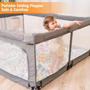Foldable Baby Playpen with Gate, Extra Large Collapsible Play Yard for Babies & Toddlers, Portable Travel Play Pen with Fence, Safe Activity Center for Indoor & Outdoor Use (51"×51" Grey) by TinyTreasures Baby Boutique