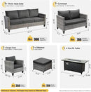 ovios 7 Pieces Patio Furniture Set with 54" Fire Pit Table, Outdoor Wicker Sofa with Comfy Cushions, All Weather High Back Rattan Couch Conversation Set, Black by GreenHaven Gardens