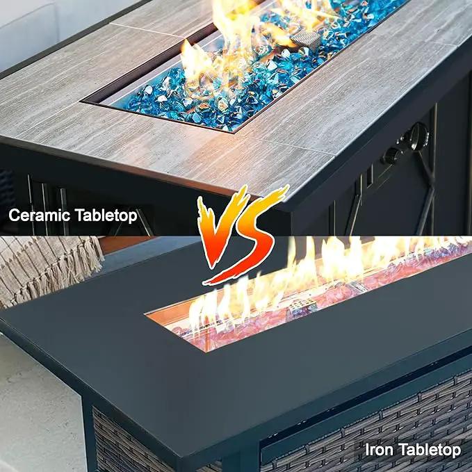 BALI OUTDOORS Fire Pit Table Propane Gas Firepit Rectangular Fire Table 42In 60,000 BTU for Outside Patio Backyard Deck Balcony, photo 2 of 7