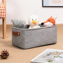 DULLEMELO Small Storage Baskets 11.8"x7.9"x5.1", Fabric Storage Bins for Shelves,Closets,Nursery,Home,Office [3 Pack], Collapsible Storage Baskets with Leather Handles (Gray) by TinyTreasures Baby Boutique