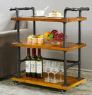 Industrial Pipe Bar Carts/Serving Carts/Kitchen Carts/Wine Rack Carts on Wheels with Shelves - Wood Rolling Carts - Wine Tea Liquor Shelves/Holder - Home Furniture by CozyNest Decor