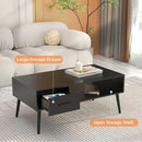HAIOOU Coffee Table, Mid Century Modern Style Cocktail Table TV Stand with Drawer, Open Storage Shelf, Stable Floor-Anti-Scratching Pine Leg for Home, Office, Living Room - Black by CozyNest Decor