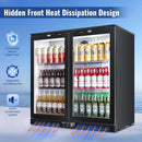 Tylza Back Bar Cooler With 2 Glass Doors, 200L Under Counter Back Bar Refrigerator with LED Lighting, Safety Locks, Counter Height Bar Beverage Cooler for Beer, Soda Drinks, Wine, Black by CozyNest Decor