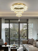 Flashing God Modern Crystal Chandeliers Dia 24" Gold Chandelier Flush Mount Ceiling Light for Bedroom Living Room Dining Room Hallway Dimmable 3 Rings LED Celing Lighting Fixtures by CozyNest Decor