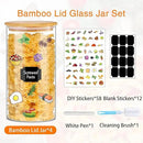 Glass Storage Jars 45 oz 4 Pcs Clear Glass Food Storage Containers with Airtight Bamboo Lid Stackable Kitchen Canisters for Candy, Cookie, Rice, Sugar, Flour, Pasta, Nuts by CozyNest Decor