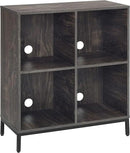 Crosley Furniture Jacobsen Storage Cube Bookcase and Record Player Stand with Vinyl Records Holder, Brown Ash by CozyNest Decor