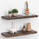 Fun Memories Floating Shelves for Wall, 24 Inch Floating Shelves Wall Mounted, Rustic Elm Wood Shelf, Heavy-Duty Storage Shelves for Books, Bathroom, Kitchen, Walnut Finish, Set of 2 by CozyNest Decor