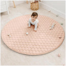 Comfy Cubs Round Kids Play Mat - Large 60 inches Soft Quilted Baby Floor Mat with Non-Slip Bottom - Plush Design for Toddlers' Playtime and Relaxation - Comfortable and Durable - Blush by TinyTreasures Baby Boutique