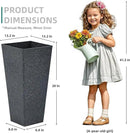28" Large Tall Square Planters for Outdoor Plants, Set of 2 V-Shaped Planter Box with Black Terrazzo Look, Durable and Weather Resistant, Ideal or Garden, Patio, Porch or Home use. by CozyNest Decor
