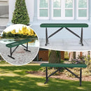 48" L Outdoor Steel Flat Bench, Heavy Duty Metal Park Bench for Outside, Expanded Metal, Commercial Benches Mesh Bench for Shopping Mall, Store, Lawn, Park, Patio, Deck, Garden (Green, 4FT) by GreenHaven Gardens