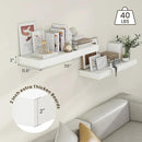 Deep Floating Shelves, 12'' Deep Rustic Large Floating Shelves Set of 2, White Shelves for Wall 36 Inches Long, Wood Shelves for Living Room Laundry Room Bedroom Kitchen Home Office - White by CozyNest Decor